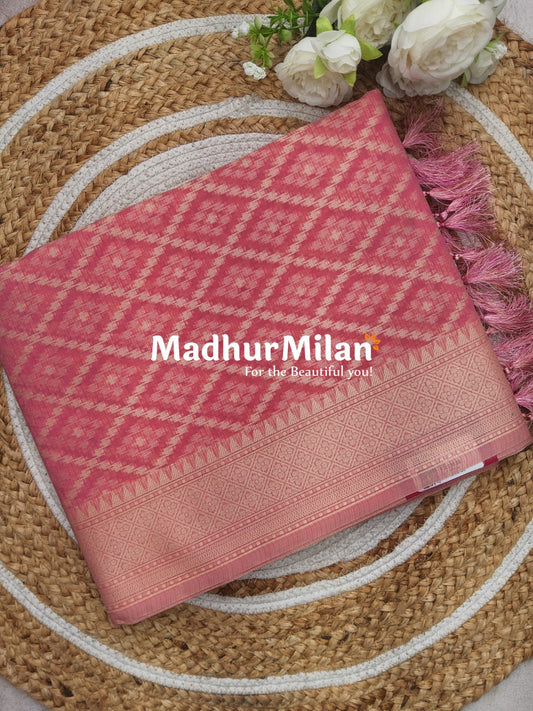 KORA COTTON SAREE PINK