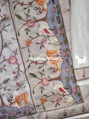 JAAL EMBROIDERY TISSUE ORGANZA SAREE CREAM