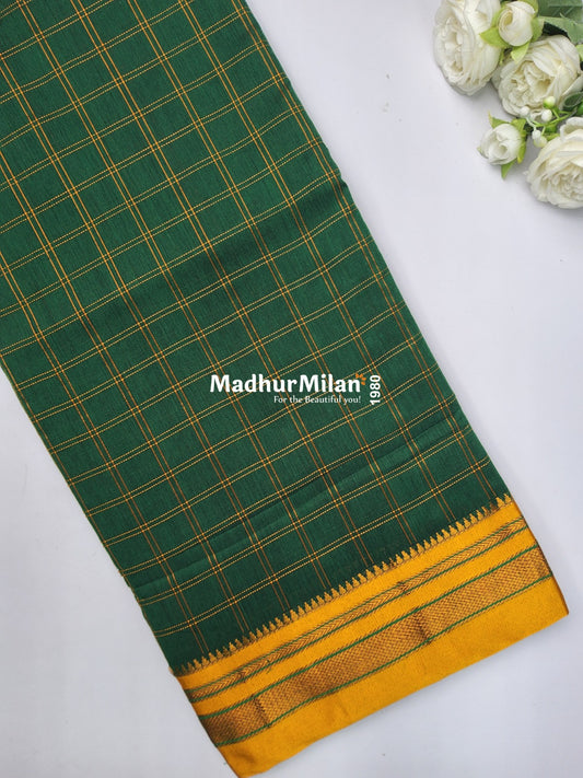 ILKAL BOX CHECKS SAREE GREEN