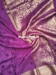 MARVI BANARASI SELF EMBOSS CREPE SILK SAREE LIGHT PURPLE