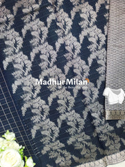 KOVAI MULTY CHECKS BUTTA BORDER SILK COTTON SAREE NAVY BLUE