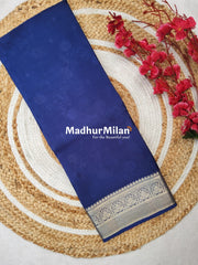 MARVI BANARASI SELF EMBOSS CREPE SILK SAREE NAVY BLUE