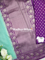 BANARASI SEMI GEORGETTE SAREE TURQUOISE PURPLE