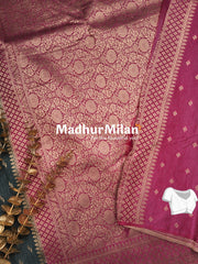 BANARASI COTTON LOOMS DUSTY GREEN PINK