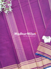 CHETTINAD COTTON SAREE DARK WINE BLUE