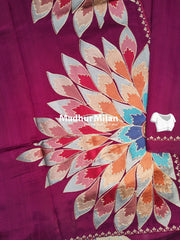 FLOWER BEAUTY RAW SILK SAREE WINE