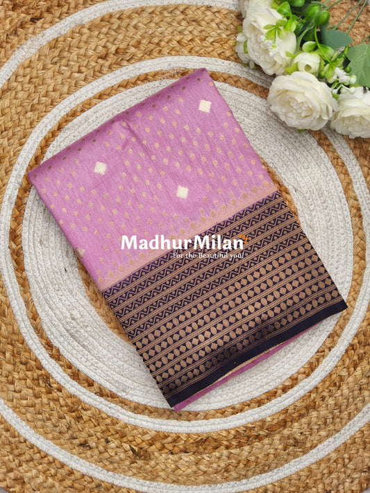 INAAYA BANARASI BLOOMS SAREE LILAC NAVY-BLUE