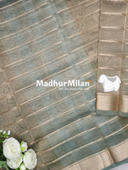 TISSUE ORGANZA SAREE DUSTY GREEN