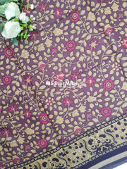 KALAMKARI PRINT KAJU SILK SAREE DUSTY PURPLE