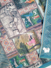 BANDHEJ DIGITAL MONGA SAREE GREEN