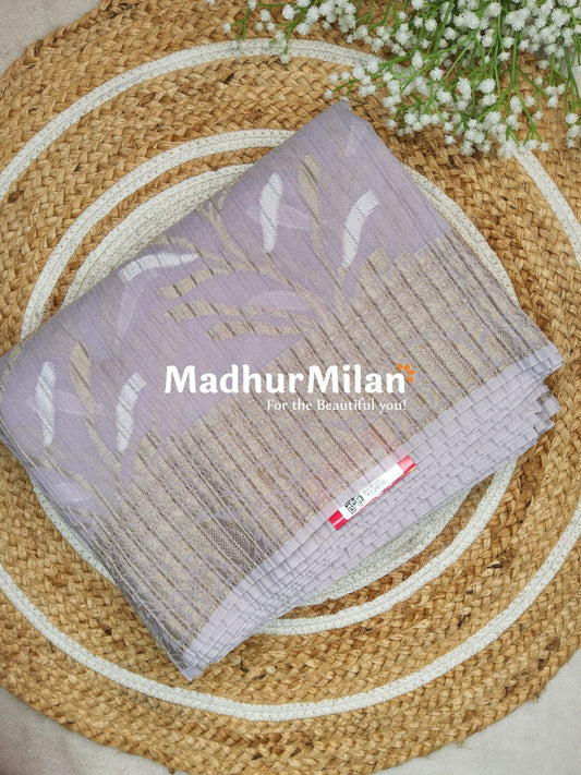 CRUSHED KORA COTTON SAREE LAVENDER