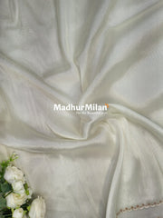 FLORAL EMBROIDERY TISSUE ORGANZA SAREE CREAM