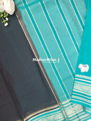 SEMI CREPE SILK SAREE BLACK RAMA