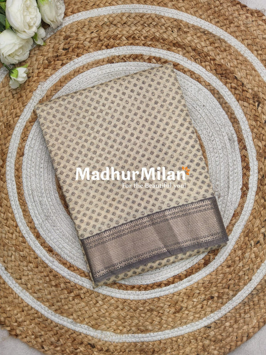 ASSAM SILK PRINTED SAREE DUSTY GREY