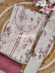 ARTHEN LINEN UNSTITCHED SALWAR SUIT MULBERRY