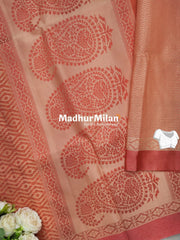 SWISS COTTON SAREE PEACH