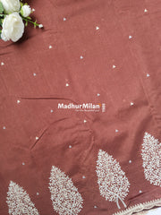 KUSHI SILK EMBROIDERY WORK SAREE TAN
