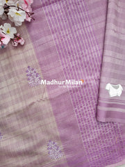 SATTVA RAW SILK EMBROIDERY WORK SAREE LAVENDER