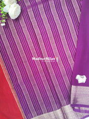 SEMI CREPE SILK SAREE RED PURPLE