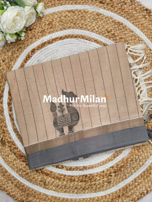 SUTI WEAVING COTTON SAREE BEIGE
