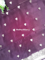 BANARASI BUTTA RUSSIAN CREPE SAREE WINE