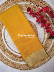 MISAKI BANARASI CREPE SILK SAREE MUSTARD YELLOW