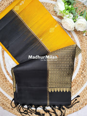 POORVIKA UPPADA SOFT SILK SAREE GOLD YELLOW BLACK