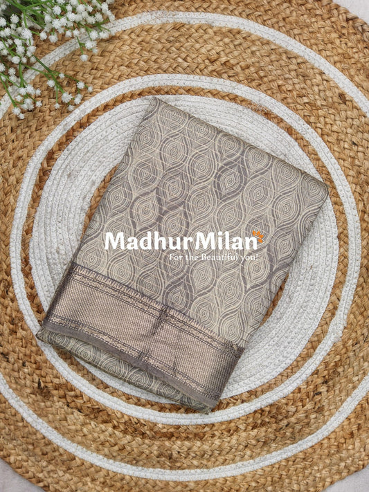 ASSAM SILK PRINTED SAREE DUSTY GREY