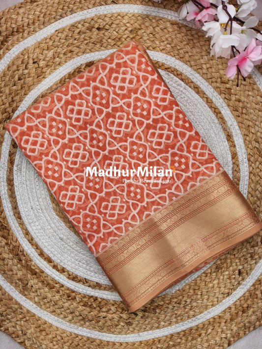 RUBY COTTON SILK SAREE DUSTY ORANGE