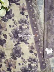 FLORAL TISSUE SAREE DUSTY PURPLE