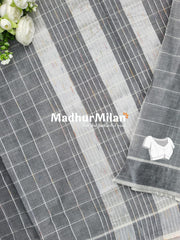 BENGALI CHECKS COTTON SAREE GREY