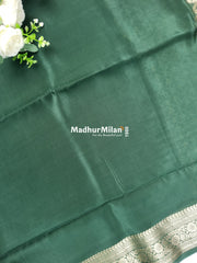 MAYA BANARASI RUSSIAN CREPE SAREE GREEN