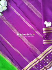 BENTEX BUTTA BORDER PURE CREPE SILK SAREE PARROT MEGENTA