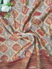 BANARASI ALFA MEENA WEAVE SAREE BEIGE