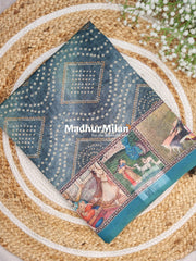 BANDHEJ DIGITAL MONGA SAREE GREEN