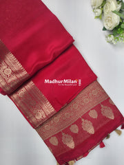 MAYA BANARASI RUSSIAN CREPE SAREE PINK