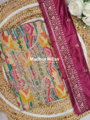 UIQUE MASLIN UNSTITCHED SALWAR SUIT PINK