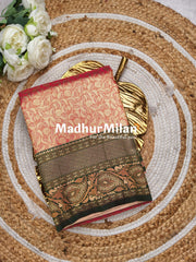 GANGOTRI TISSUE SILK SAREE DUSTY RED GREEN