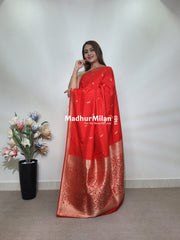 TULSI MALAI SILK SAREE RED