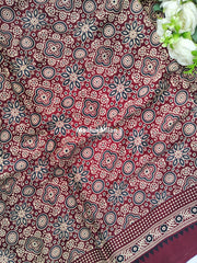 AJRAKH PRINT GAJI MODAL SAREE BROWN