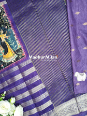 CHITRA PRINTS CREPE SAREE GREY PURPLE