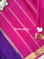 JARI BORDER 3 INCH PURE CREPE SILK SAREE PURPLE PINK