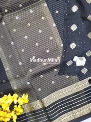 STRIPES BUTTA BENTEX BORDER SAREE BLACK