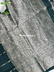 BANARASI RUSSIAN CREPE SAREE DARK GREEN