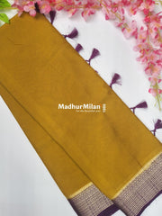 SEMI CREPE SILK SAREE GOLD PURPLE