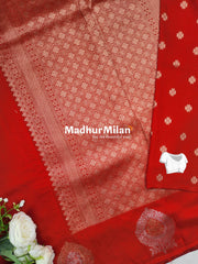 BIT BUTTA BORDER BANARASI SAREE RED