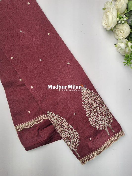 KUSHI SILK EMBROIDERY WORK SAREE BLUSH