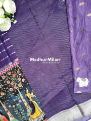 CHITRA PRINTS CREPE SAREE PURPLE GREY