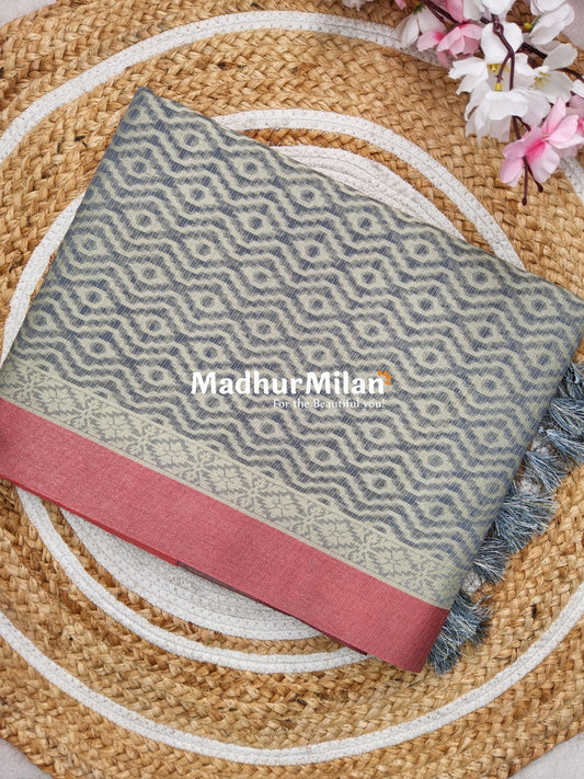 SWISS COTTON SAREE GREY