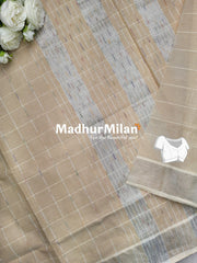 BENGALI CHECKS COTTON SAREE CREAM